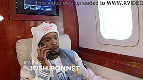 Bonnet roleplay on a plane involves deepthroat and anal with big black cock, quick moans in 1on1 quickie.