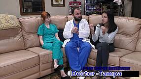 dr tampa explores ditria rose's shaved pussy in 1st gyno exam