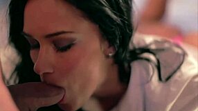 Beautiful woman made blowjob and got a cum on her face