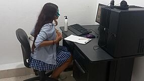 18-year-old student in uniform studies scantily clad and hot!