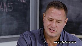 Petite Asian Teen Rides Teacher's Cock Near Chalkboard