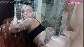 Tattooed blonde latina moans loudly while bent over in rough doggystyle slapping her huge ass