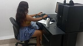 18-year-old student in uniform studies scantily clad and hot!