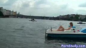 Czech Eurobabe Strips Nude and Rides Waterbike Publicly