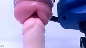 rubjoy uses fleshlights on a stunt cock with vibrating tongue