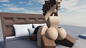 Blacked femboy uživa v nežni igri v misijonarski in pasji pozi.