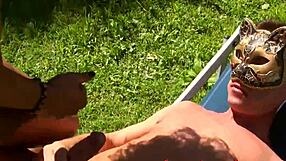 Tranny Babe Riding Dude Hard in Outdoor Anal Action