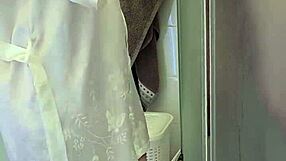 yo, stepmom caught me in shower, helped jerk off till I came!
