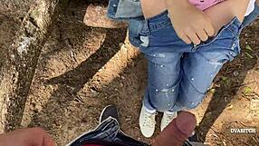 Amateur teen 18+ couple banging outdoors in the woods, so hot!