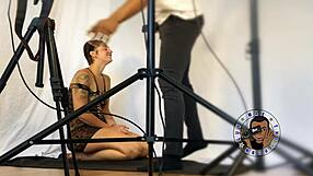 Behind The Scenes, Ella Gives Sloppy Blowjob To Monster Cock In Interracial Scene