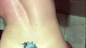 Fucked on the bathroom floor on all fours, opening everything for full insertion.