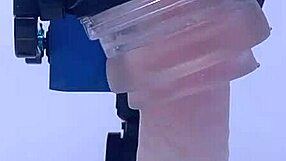 rubjoy uses fleshlights on a stunt cock with vibrating tongue