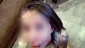 The cutest slut sucks the biggest cock of a juicy guy