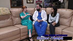 dr tampa explores ditria rose's shaved pussy in 1st gyno exam