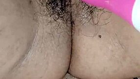 Mature woman bends over for dildo masturbation