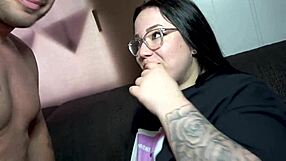 The full load in the face of a nerdy girl