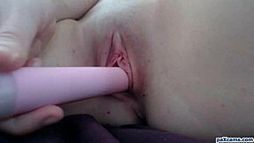 nerdy camgirl in princess outfit masturbates on webcam