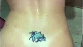 Fucked on the bathroom floor on all fours, opening everything for full insertion.