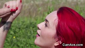 Feisty Sex Kitten Sucking Jizm in Blowbang Bukkake Facial Cumshot