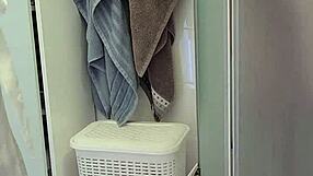 yo, stepmom caught me in shower, helped jerk off till I came!