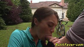 Beautiful Euro Babe Gets Assfucked Outdoors After Cycling.