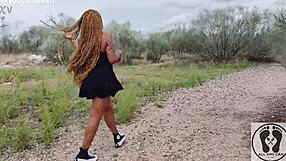 Ebony's Big Ass And Tits Tease In Upskirt Walk.