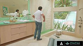 Jill Kassidy sucks and fucks stepdad's big cock in nuru massage!