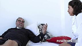 Quetzal, the busty student, asks, Want all of Father Damian's load?