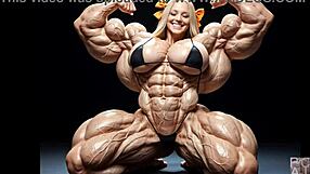 I watched Abigail's huge muscle growth in the cartoon pump factory, her tall bodybuilder form expanding massively.