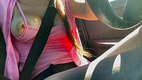 italian milf drives car showing her features