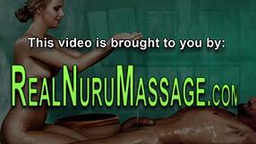 milf masseuse uses nuru gel on blonde lesbian babe