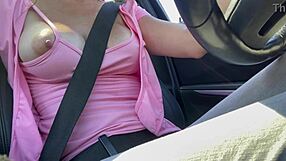 italian milf drives car showing her features