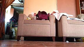 Shemale struts powerfully in black high heels