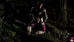 Knight Fucks A Hot Brunette Outdoors Doggy And Cowgirl Style All Night Long