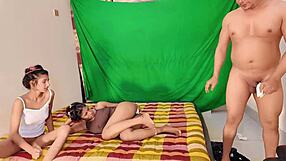 Indian Teen Brunette Threesome Rough Anal Facial