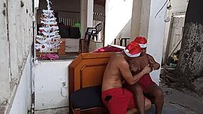 Gossipy neighbor takes cock in pussy in garage for Christmas lesson. 🎄🍆