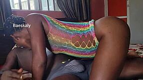 slim chick moans while riding big black cock bent over