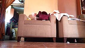 Shemale struts powerfully in black high heels