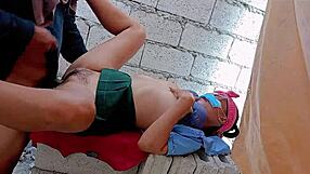 pinay teen 18+ student enjoys a fun day with construction workers