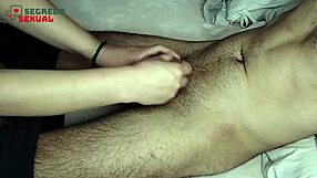 Housewife massages husband's penis first time.