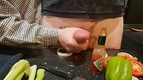 Extreme urethral torment with dick in kitchen