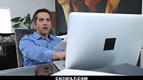 neighbor freeuses busty stepmom and stepdaughter during paperwork session