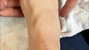 Chatting with followers while showing my barefoot skinny feet and petite toes