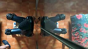 chairtied woman endures face fucking until creampie