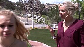 mature woman teaches amateur lesbian cunilingus and toy use on pussy