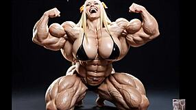 I watched Abigail's huge muscle growth in the cartoon pump factory, her tall bodybuilder form expanding massively.