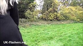 blonde babe jakki flashes nude and fingers herself outdoors