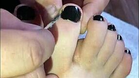 Chatting with followers while showing my barefoot skinny feet and petite toes