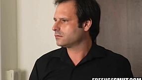 why is the blonde tied up holding a bowling ball?