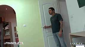 I watch as two petite french girls rent a guy and share his cock in this hot ffm threesome